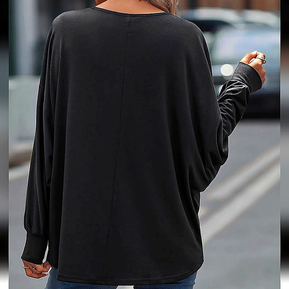 Lace V-Neck Black Casual Top. - Picture 2 of 5